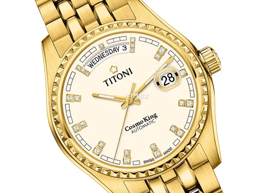 Titoni,COSMO 40mm,40mm,Stainless Steel,Yellow Gold,Silver,Automatic,Date,Day,797 G,797 G-541
