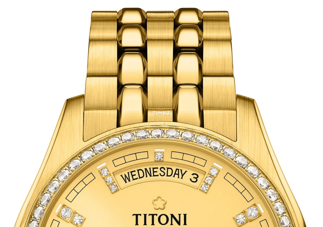 Titoni,COSMO 40mm,40mm,Yellow Gold,Champagne,Automatic,Date,Day,797 G,797 G-DB-306