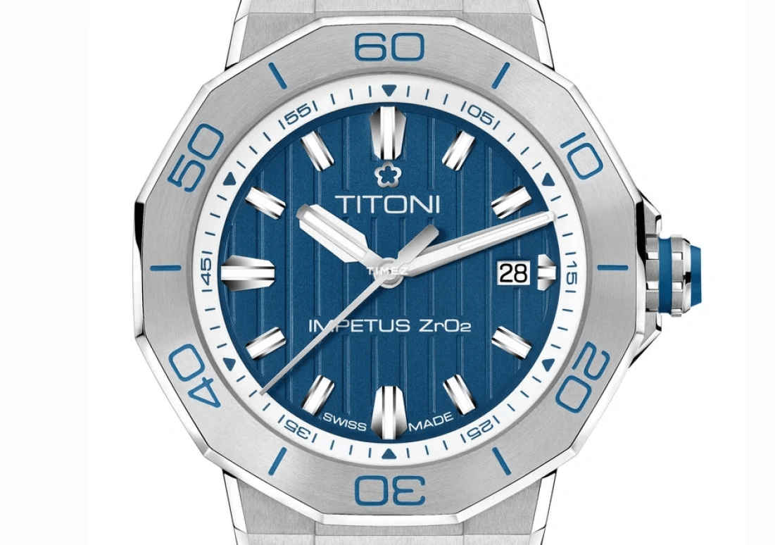 Titoni,IMPETUS 43mm,43mm,Stainless Steel,Ceramic,Blue,Automatic,Day,42hours,83765 S,83765 S-FF-709