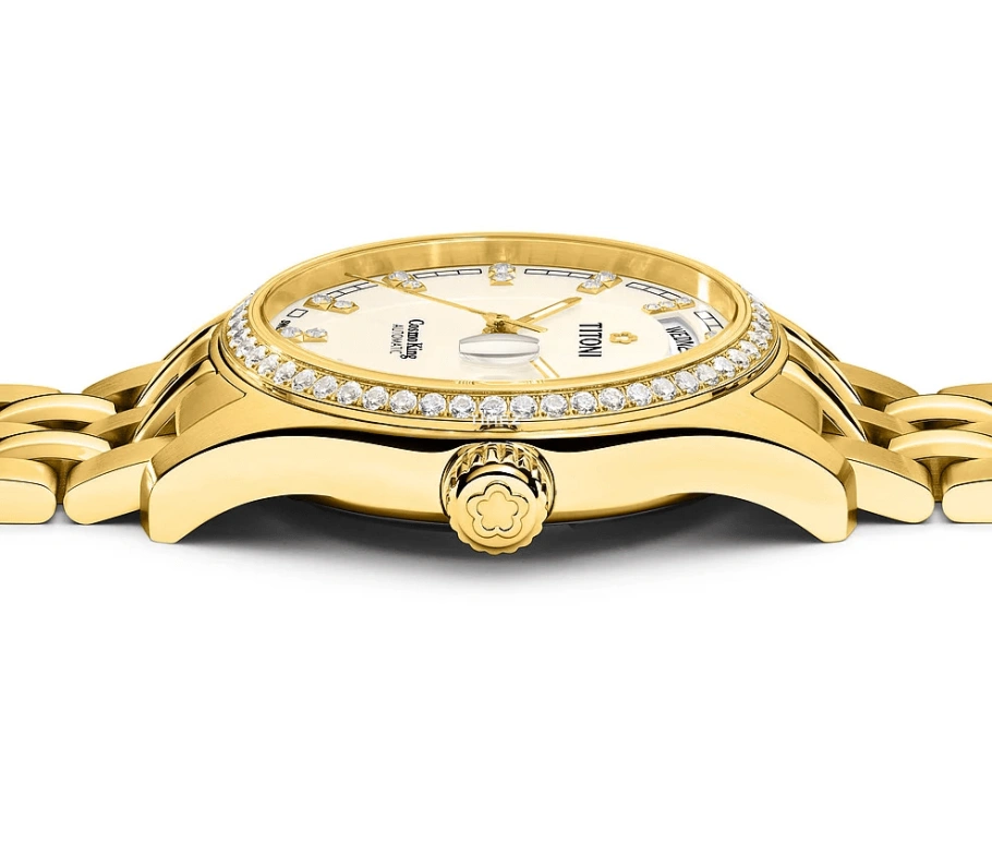 Titoni,COSMO 40mm,40mm,Stainless Steel,Yellow Gold,Silver,Champagne,Automatic,Date,Day,797 G,797 G-DB-541