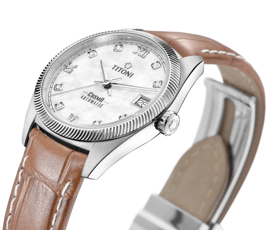 Titoni,COSMO 33.50mm,33.50mm,Stainless Steel,White,Automatic,Day,Sapphire,Crystal Glass,828 S,828 S-ST-652