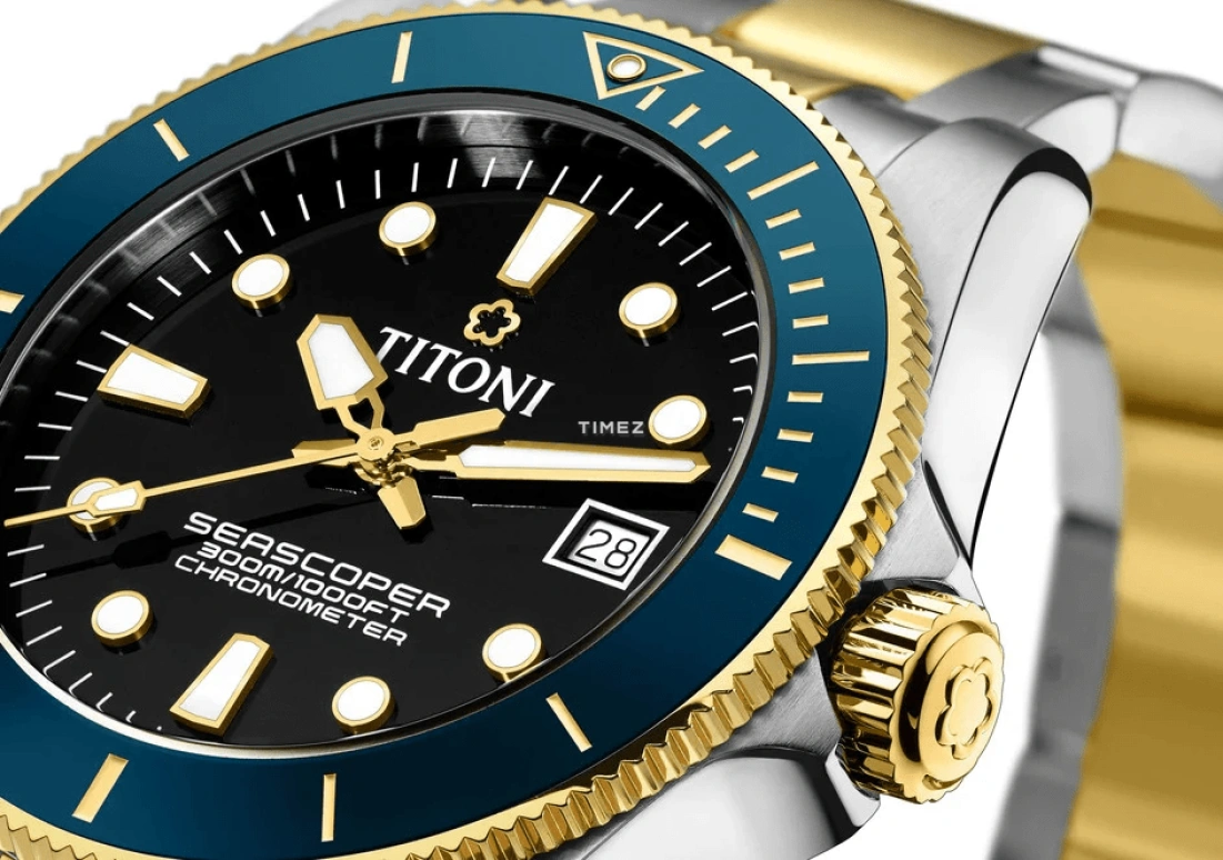 Titoni,SEASCOPER 42mm,42mm,Stainless Steel,Ceramic,Black,Automatic,Day,38hours,83300 SY,83300 SY-BE-248