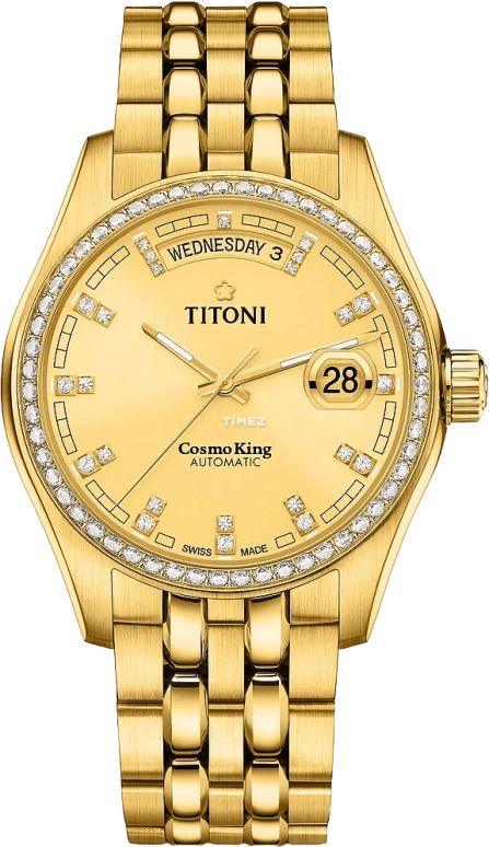Titoni,COSMO 40mm,40mm,Yellow Gold,Champagne,Automatic,Date,Day,797 G,797 G-DB-306