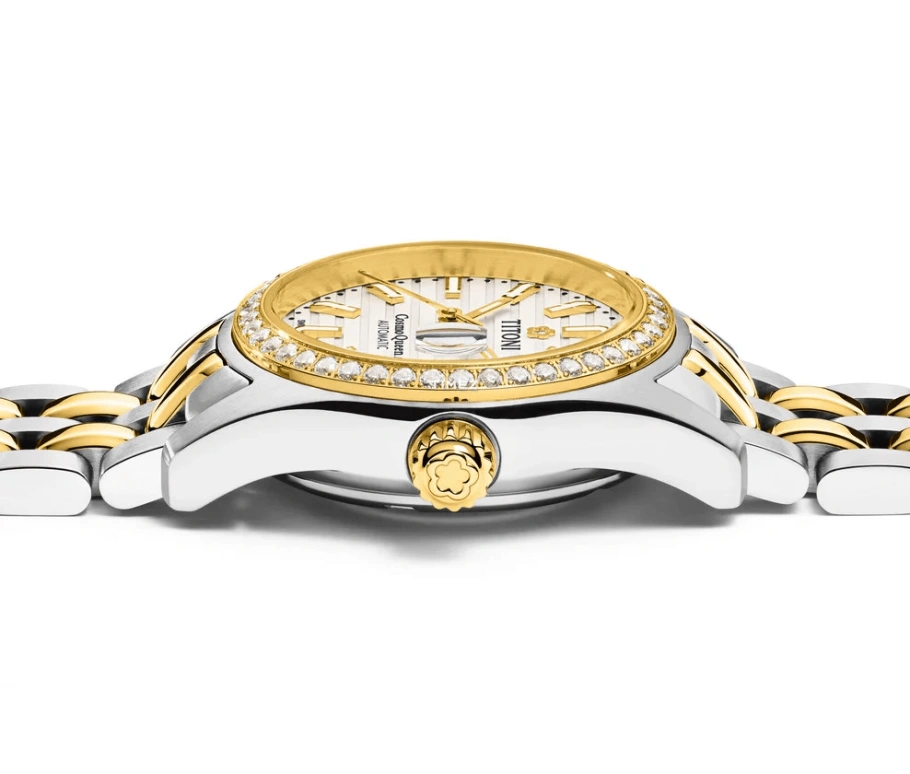 Titoni,COSMO 27mm,27mm,Stainless Steel,Silver,Automatic,Day,Sapphire,Crystal Glass,729 SY,729 SY-DB-695