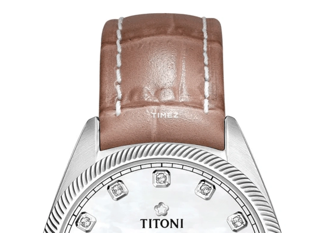 Titoni,COSMO 30mm,30mm,Stainless Steel,White,Automatic,Day,Sapphire,Crystal Glass,818 S,818 S-ST-622