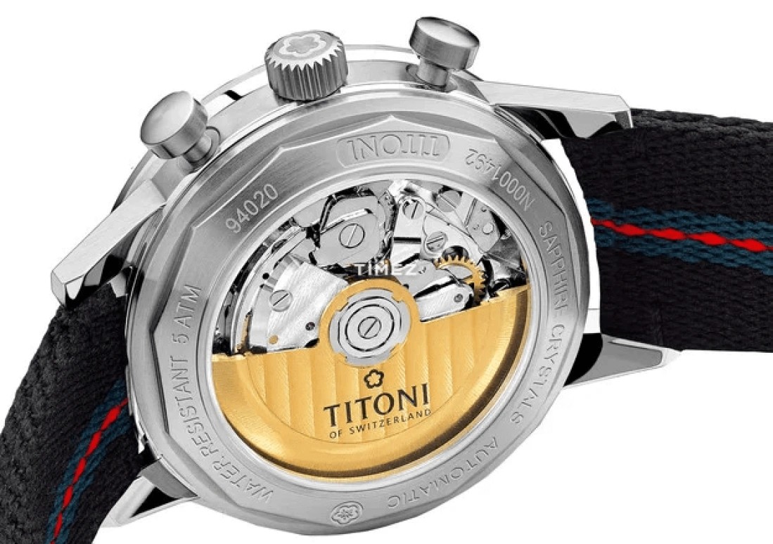 Titoni,HERITAGE 41mm,41mm,Stainless Steel,Black,Automatic,Chronograph,Day,94020 S,94020 S-T4-681