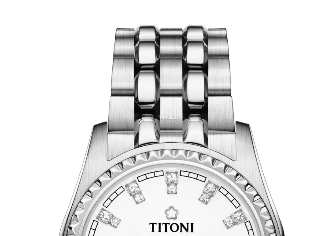 Titoni,COSMO 27mm,27mm,Stainless Steel,White,Automatic,Day,Sapphire,Crystal Glass,729 S,729 S-307