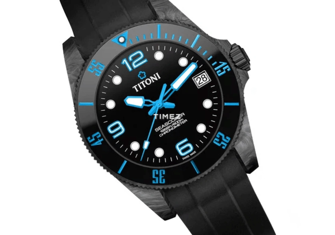 Titoni,SEASCOPER 42mm,42mm,Carbon,Ceramic,Black,Automatic,Day,Sapphire,Crystal Glass,83600 C,83600 C-BL-256