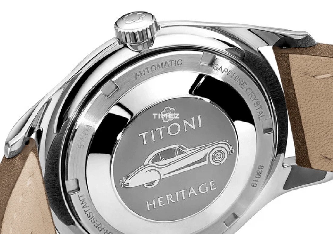 Titoni,HERITAGE 39mm,39mm,Stainless Steel,Silver,White,Automatic,Sapphire,Glass,Round,83019 S,83019 S-ST-639