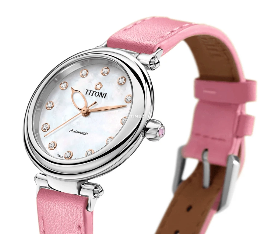 Titoni,MISS LOVELY 33.50mm,33.50mm,Stainless Steel,White,Automatic,Sapphire,Crystal Glass,Round,23978 S,23978 S-STK-622