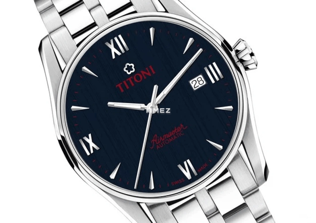 Titoni,AIRMASTER 40mm,40mm,Stainless Steel,Dark Blue,Automatic,Day,Sapphire,Crystal Glass,83908 S,83908 S-690