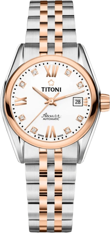 Titoni,AIRMASTER 27mm,27mm,Stainless Steel,White,Automatic,Day,Sapphire,Crystal Glass,23909 SRG,23909 SRG-063