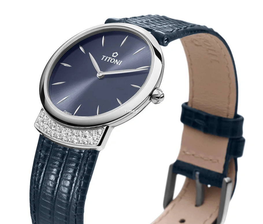 Titoni,MADEMOISELLE BY TITONI 32mm,32mm,Stainless Steel,Blue,Quartz,Sapphire,Crystal Glass,Round,TQ 42912 S,TQ 42912 S-ST-591