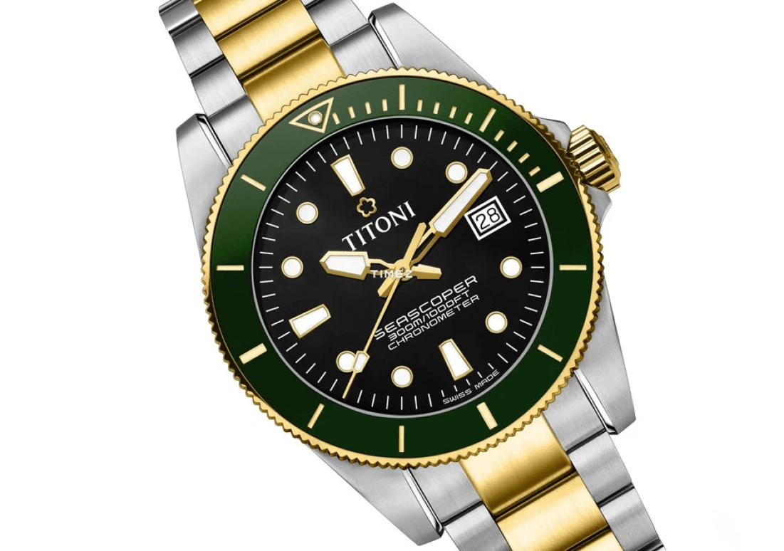 Titoni,SEASCOPER 42mm,42mm,Stainless Steel,Ceramic,Black,Automatic,Day,38hours,83300 SY,83300 SY-GN-248