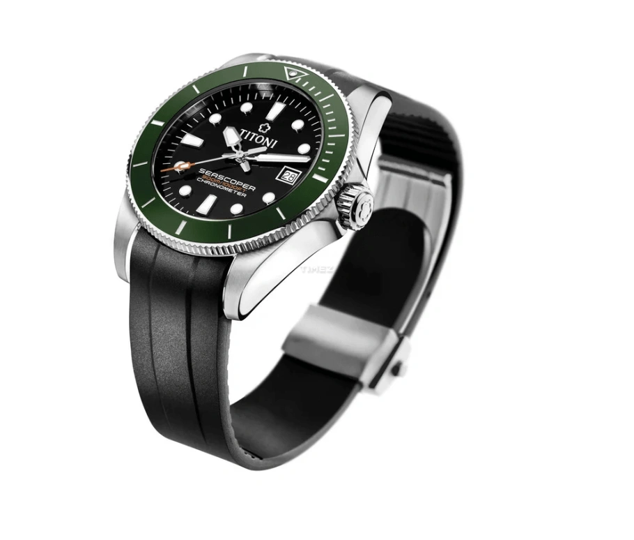 Titoni,SEASCOPER 42mm,42mm,Stainless Steel,Black,Automatic,Day,Sapphire,Crystal Glass,83300 S,83300 S-GN-R-702