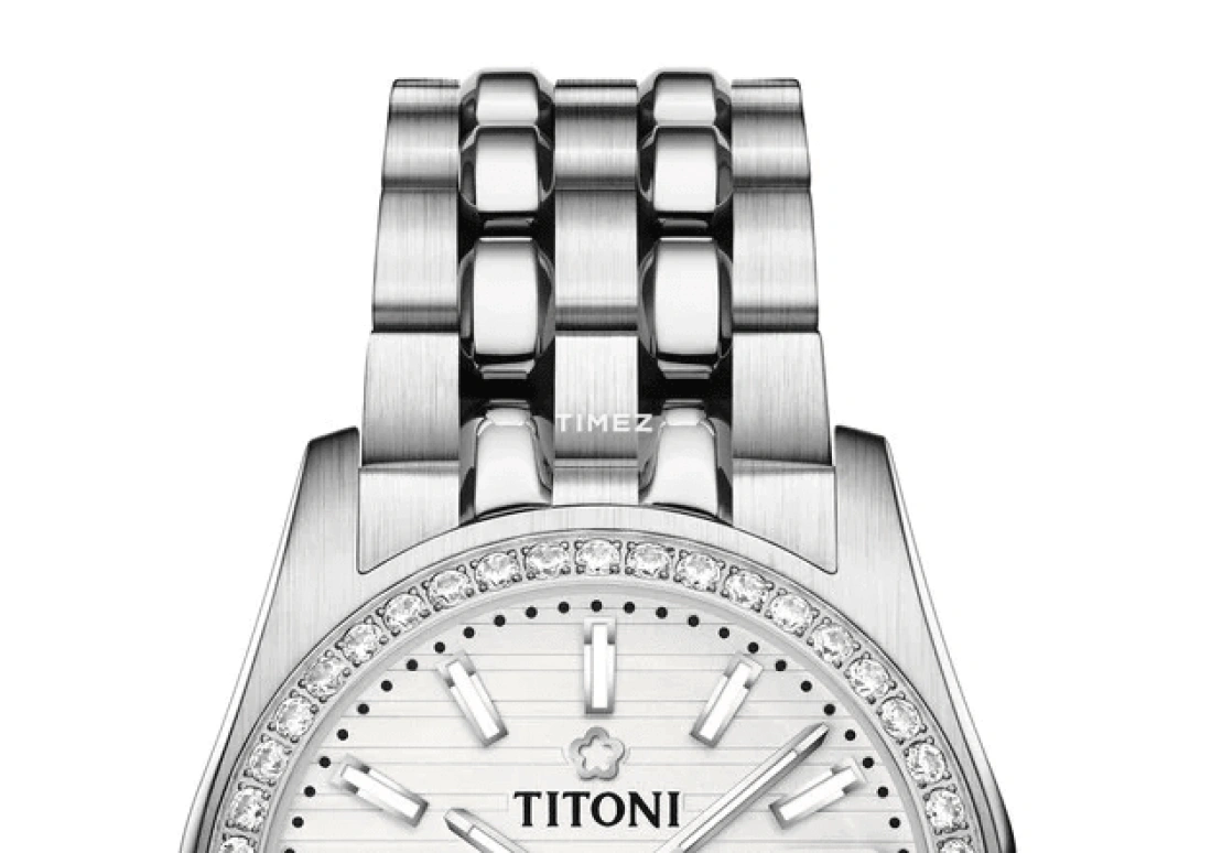 Titoni,COSMO 27mm,27mm,Stainless Steel,Silver,Automatic,Day,Sapphire,Crystal Glass,729 S,729 S-DB-695