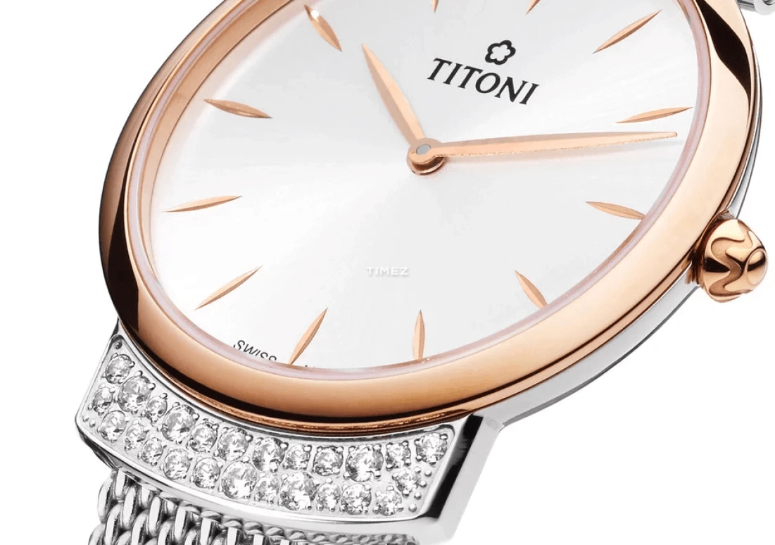 Titoni,MADEMOISELLE BY TITONI 32mm,32mm,Stainless Steel,White,Quartz,Sapphire,Crystal Glass,Round,TQ 42912 SRG,TQ 42912 SRG-590