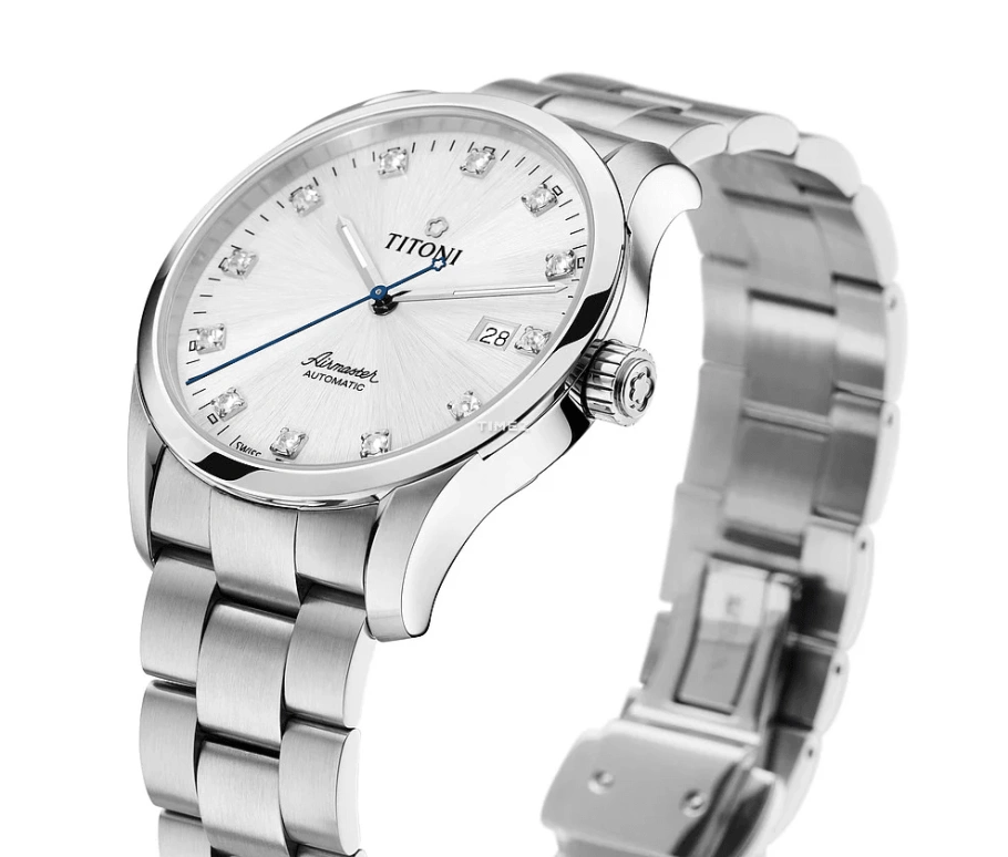 Titoni,AIRMASTER 39mm,39mm,Stainless Steel,Silver,Automatic,Day,Sapphire,Crystal Glass,83743 S,83743 S-581