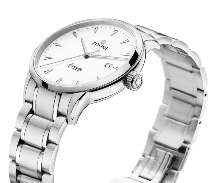 Titoni,AIRMASTER 40mm,40mm,Stainless Steel,White,Automatic,Day,Sapphire,Crystal Glass,83733 S,83733 S-583