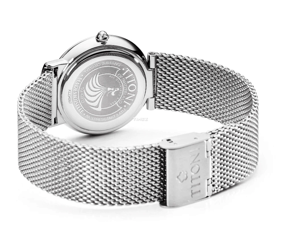 Titoni,MADEMOISELLE BY TITONI 32mm,32mm,Stainless Steel,Blue,Quartz,Sapphire,Crystal Glass,Round,TQ 42912 S,TQ 42912 S-591