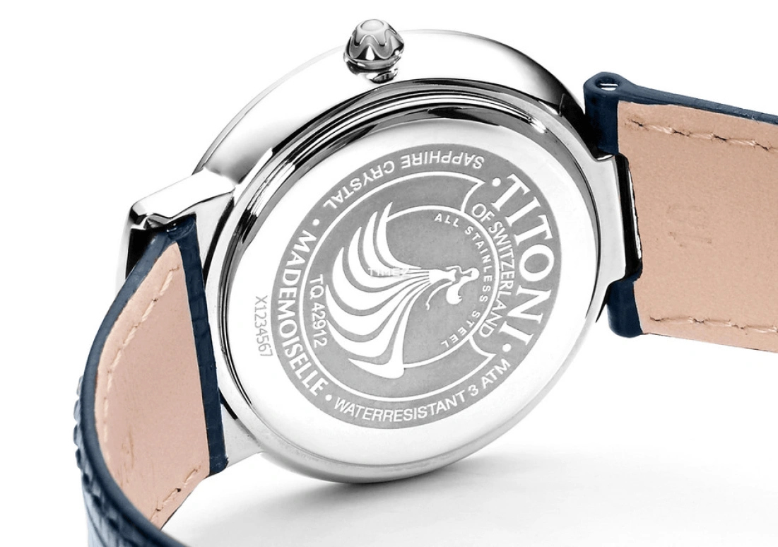 Titoni,MADEMOISELLE BY TITONI 32mm,32mm,Stainless Steel,Blue,Quartz,Sapphire,Crystal Glass,Round,TQ 42912 S,TQ 42912 S-ST-591