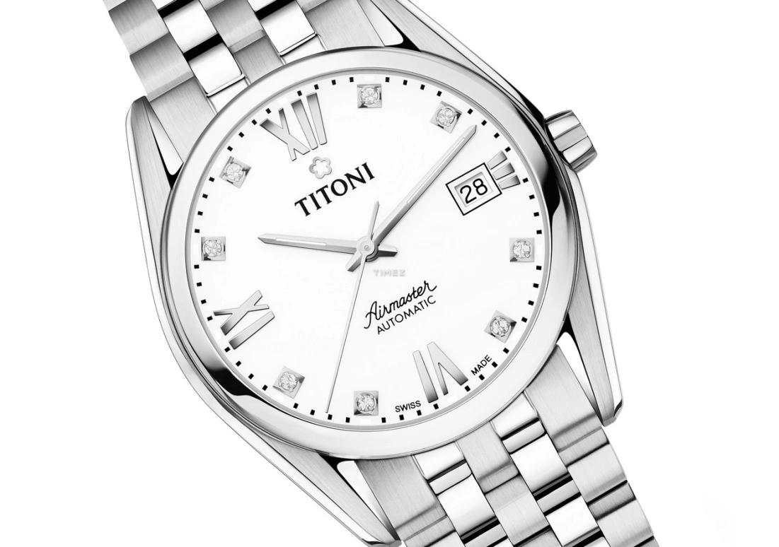 Titoni,AIRMASTER 38.50mm,38.50mm,Stainless Steel,White,Automatic,Day,Sapphire,Glass,83909 S,83909 S-063