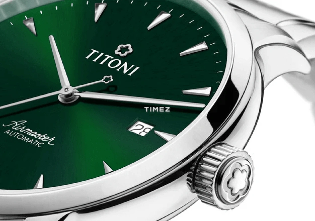 Titoni,AIRMASTER 40mm,40mm,Stainless Steel,Green,Automatic,Day,Sapphire,Crystal Glass,83733 S,83733 S-673