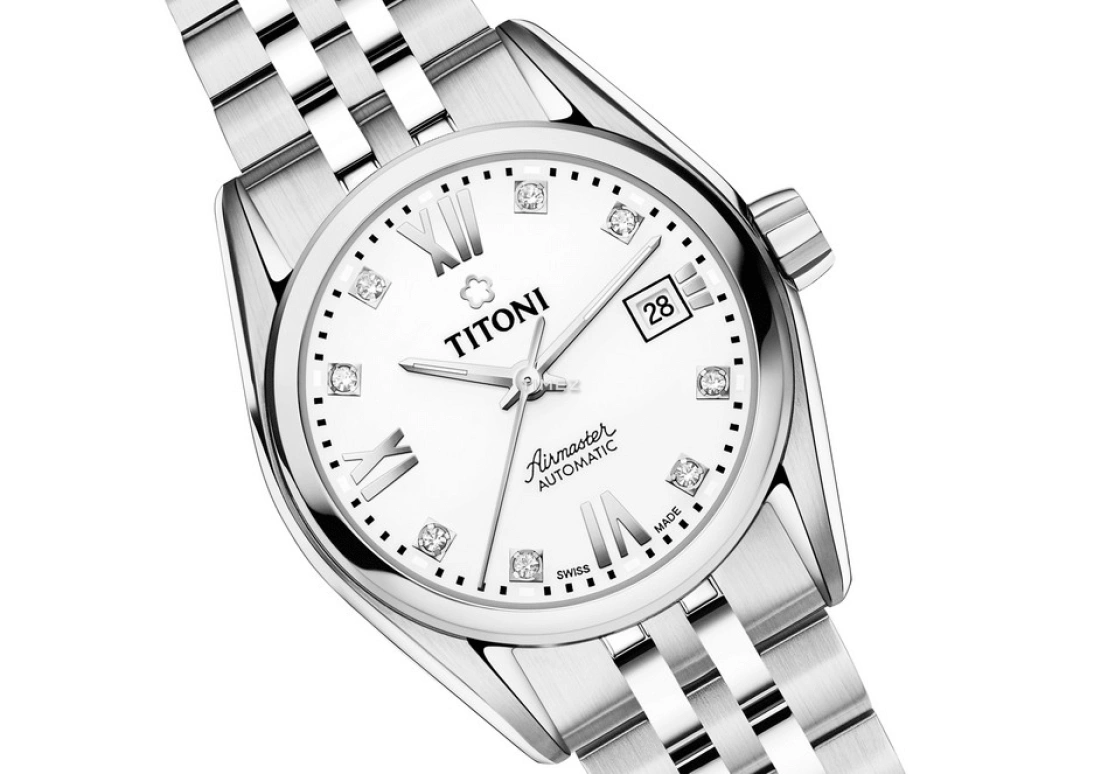 Titoni,AIRMASTER 27mm,27mm,Stainless Steel,White,Automatic,Day,Sapphire,Crystal Glass,23909 S,23909 S-063