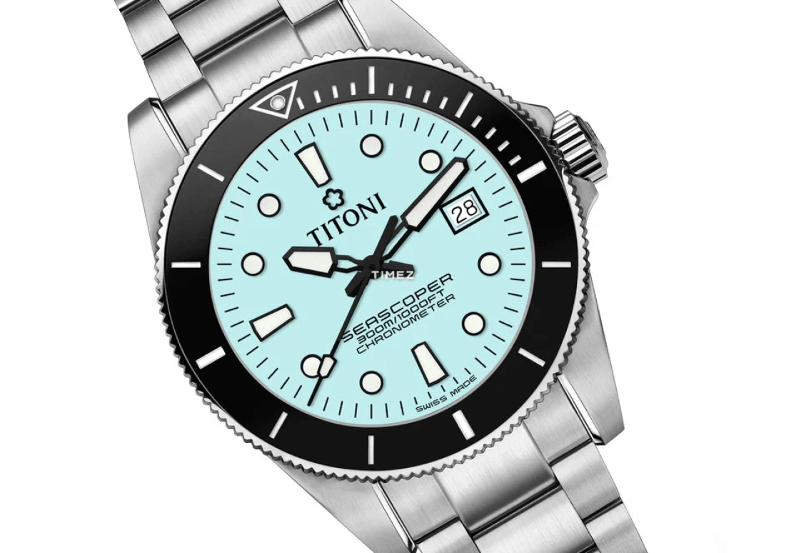 Titoni,SEASCOPER 42mm,42mm,Stainless Steel,Ice Blue,Automatic,Day,38hours,83300 S,83300 S-BK-718
