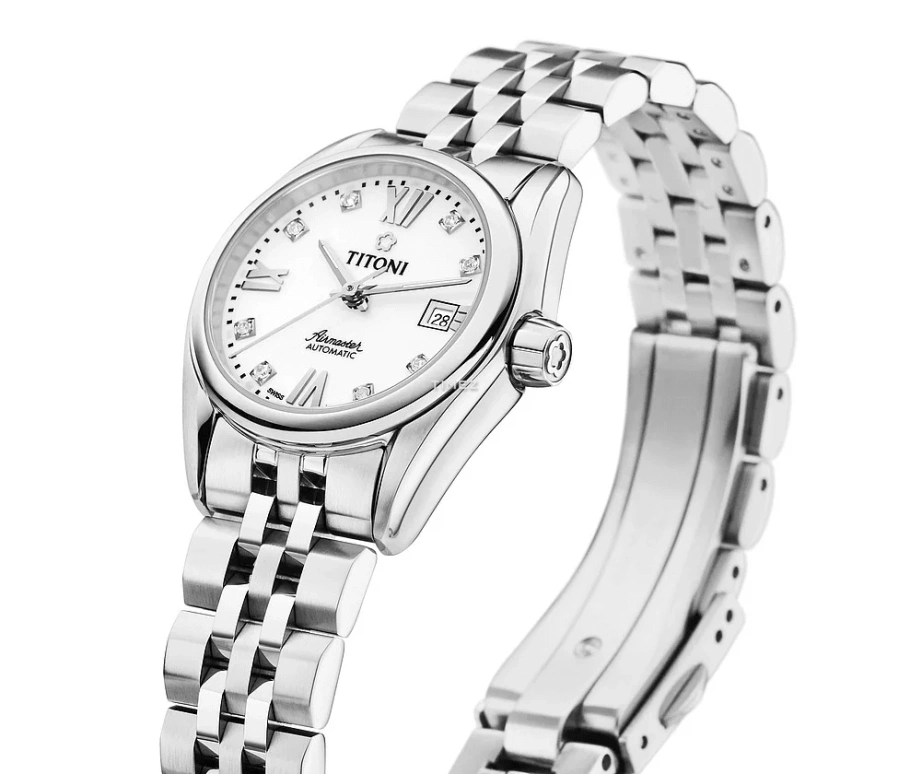 Titoni,AIRMASTER 27mm,27mm,Stainless Steel,White,Automatic,Day,Sapphire,Crystal Glass,23909 S,23909 S-063