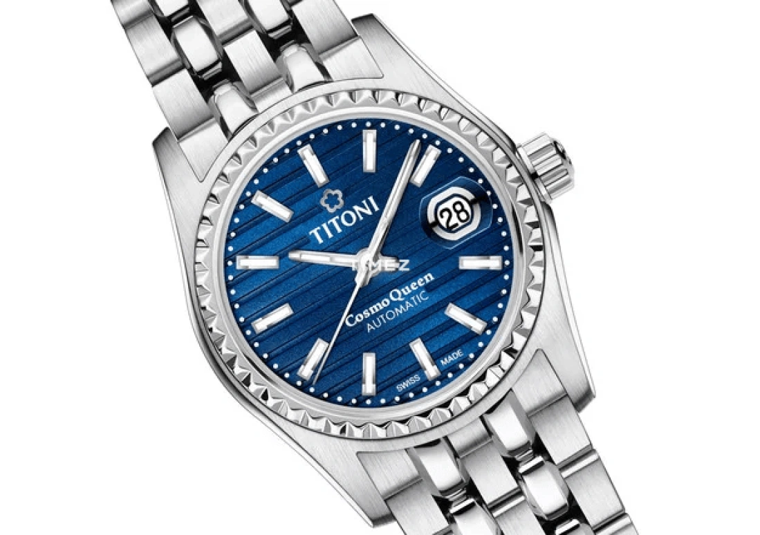 Titoni,COSMO 27mm,27mm,Stainless Steel,Blue,Automatic,Day,Sapphire,Crystal Glass,729 S,729 S-696