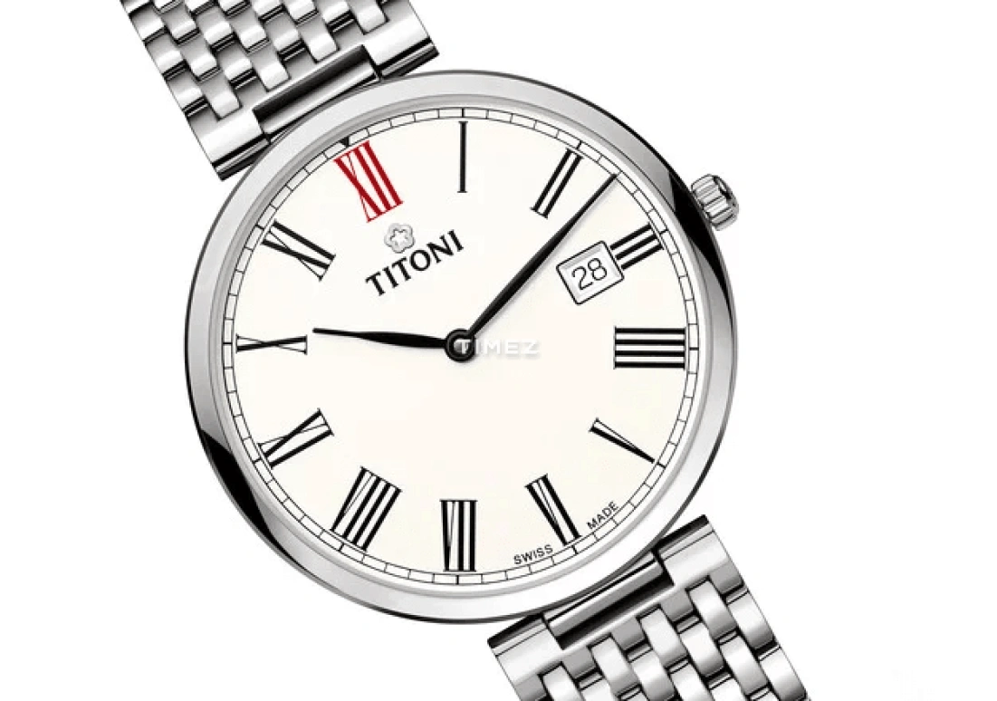 Titoni,SLENDERLINE 39mm,39mm,Stainless Steel,Silver,Automatic,Day,Sapphire,Crystal Glass,82718 S,82718 S-608