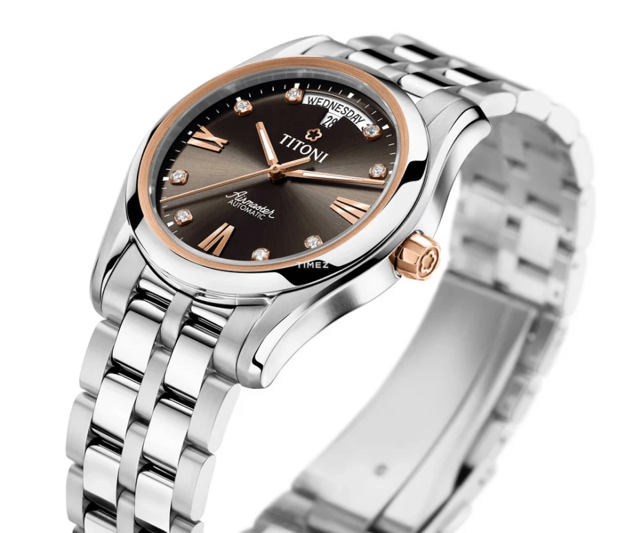 Titoni,AIRMASTER 39mm,39mm,Stainless Steel,Brown,Coffee,Automatic,Date,Day,93808 SRG,93808 SRG-665