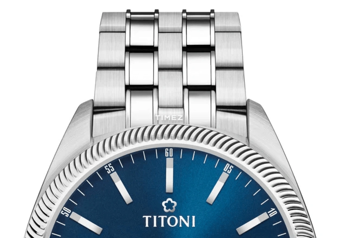 Titoni,COSMO 41mm,41mm,Stainless Steel,Blue,Automatic,Day,Sapphire,Crystal Glass,878 S,878 S-612