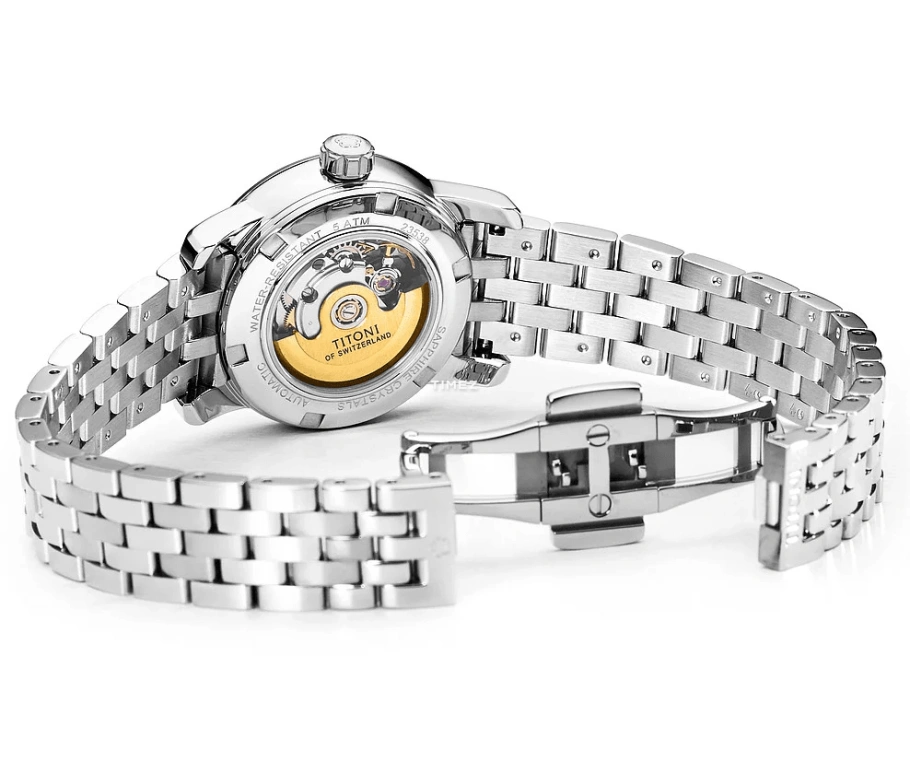 Titoni,SPACE STAR 28mm,28mm,Stainless Steel,Silver,Automatic,Day,Sapphire,Crystal Glass,23538 S,23538 S-099