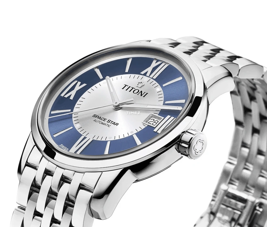 Titoni,SPACE STAR 40mm,40mm,Stainless Steel,Silver,Blue,Automatic,Day,Sapphire,Crystal Glass,83538 S,83538 S-580