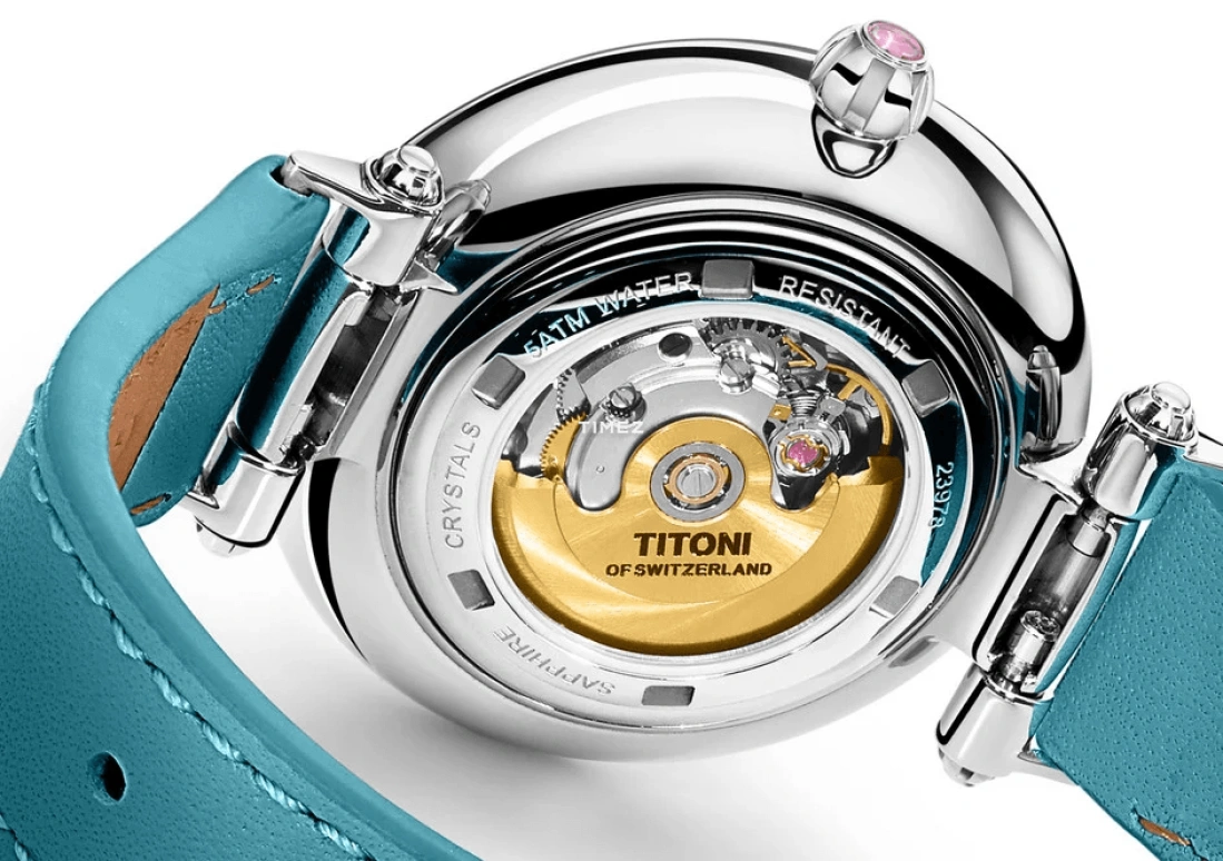 Titoni,MISS LOVELY 33.50mm,33.50mm,Stainless Steel,White,Automatic,Sapphire,Crystal Glass,Round,23978 S,23978 S-STT-622