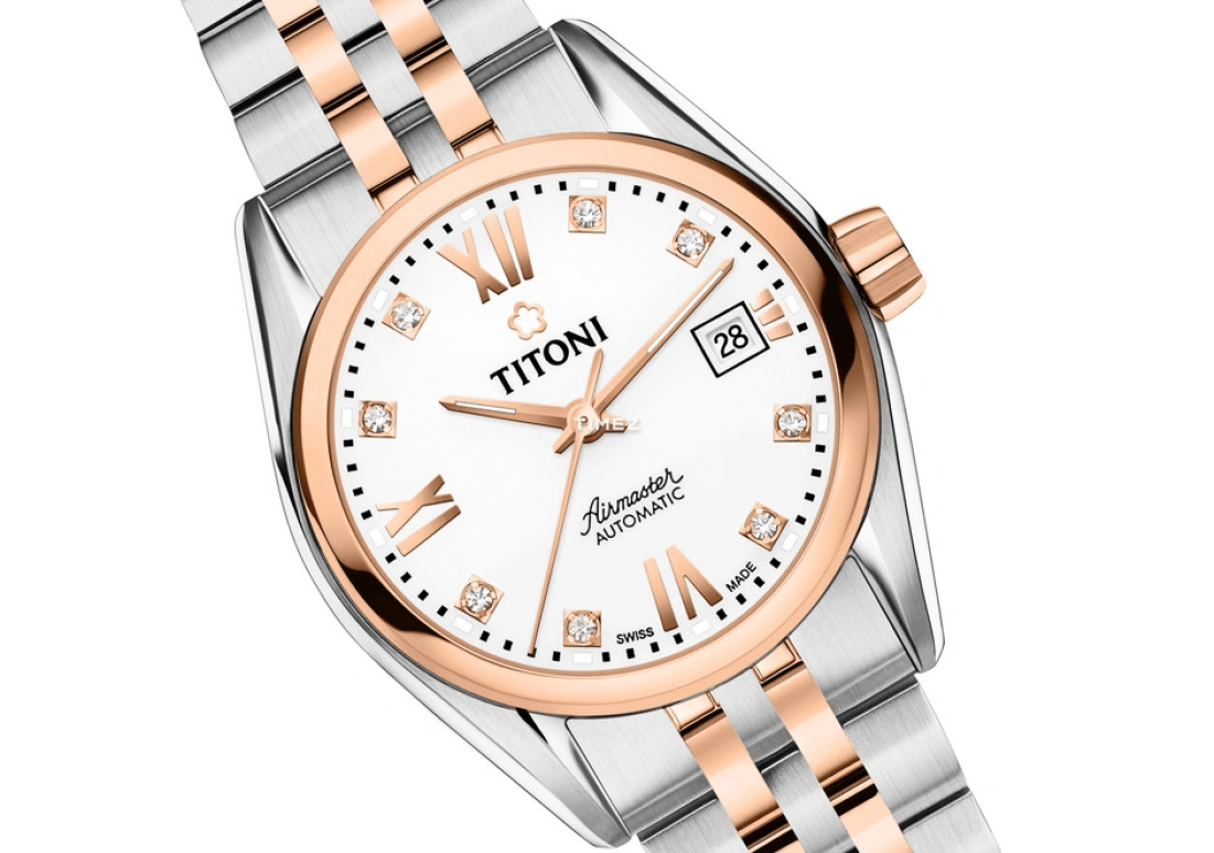 Titoni,AIRMASTER 27mm,27mm,Stainless Steel,White,Automatic,Day,Sapphire,Crystal Glass,23909 SRG,23909 SRG-063
