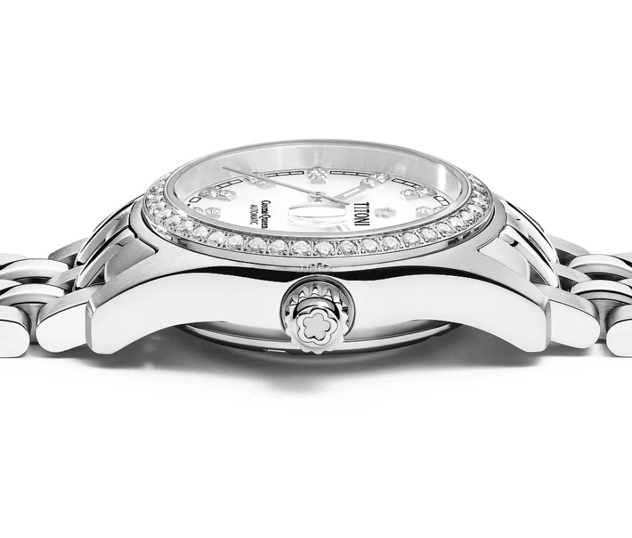 Titoni,COSMO 27mm,27mm,Stainless Steel,White,Automatic,Day,Sapphire,Crystal Glass,729 S,729 S-DB-307