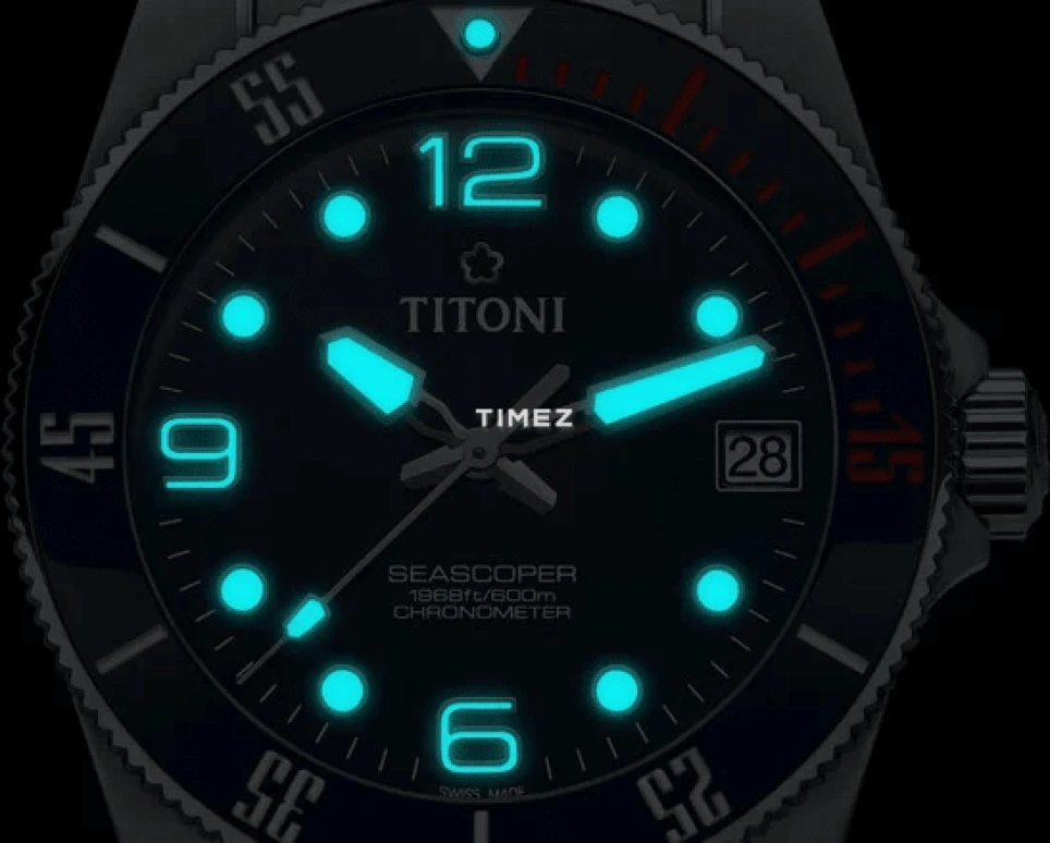 Titoni,SEASCOPER 42mm,42mm,Stainless Steel,Ceramic,Blue,Automatic,Day,Sapphire,Crystal Glass,83600 S,83600 S-BE-255