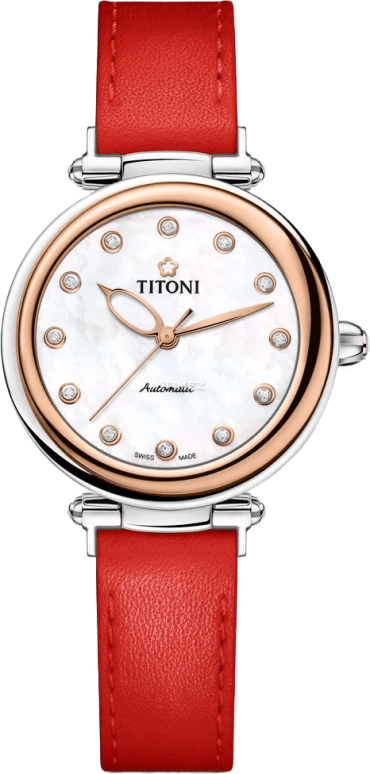 Titoni,MISS LOVELY 33.50mm,33.50mm,Stainless Steel,White,Automatic,Sapphire,Crystal Glass,Round,23978 SRG,23978 SRG-STR-622