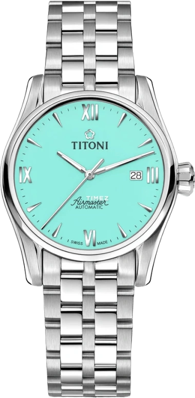 Titoni,AIRMASTER 29mm,29mm,Stainless Steel,Pastel Cyan,Green,Automatic,Day,Sapphire,Crystal Glass,23908 S,23908 S-691