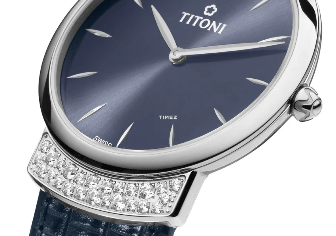 Titoni,MADEMOISELLE BY TITONI 32mm,32mm,Stainless Steel,Blue,Quartz,Sapphire,Crystal Glass,Round,TQ 42912 S,TQ 42912 S-ST-591