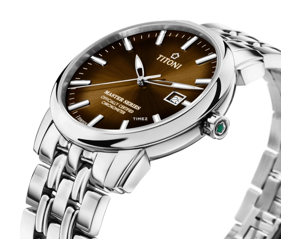 Titoni,MASTER 41mm,41mm,Stainless Steel,Yellow Tan,Black,Automatic,Day,Sapphire,Glass,83188 S,83188 S-662