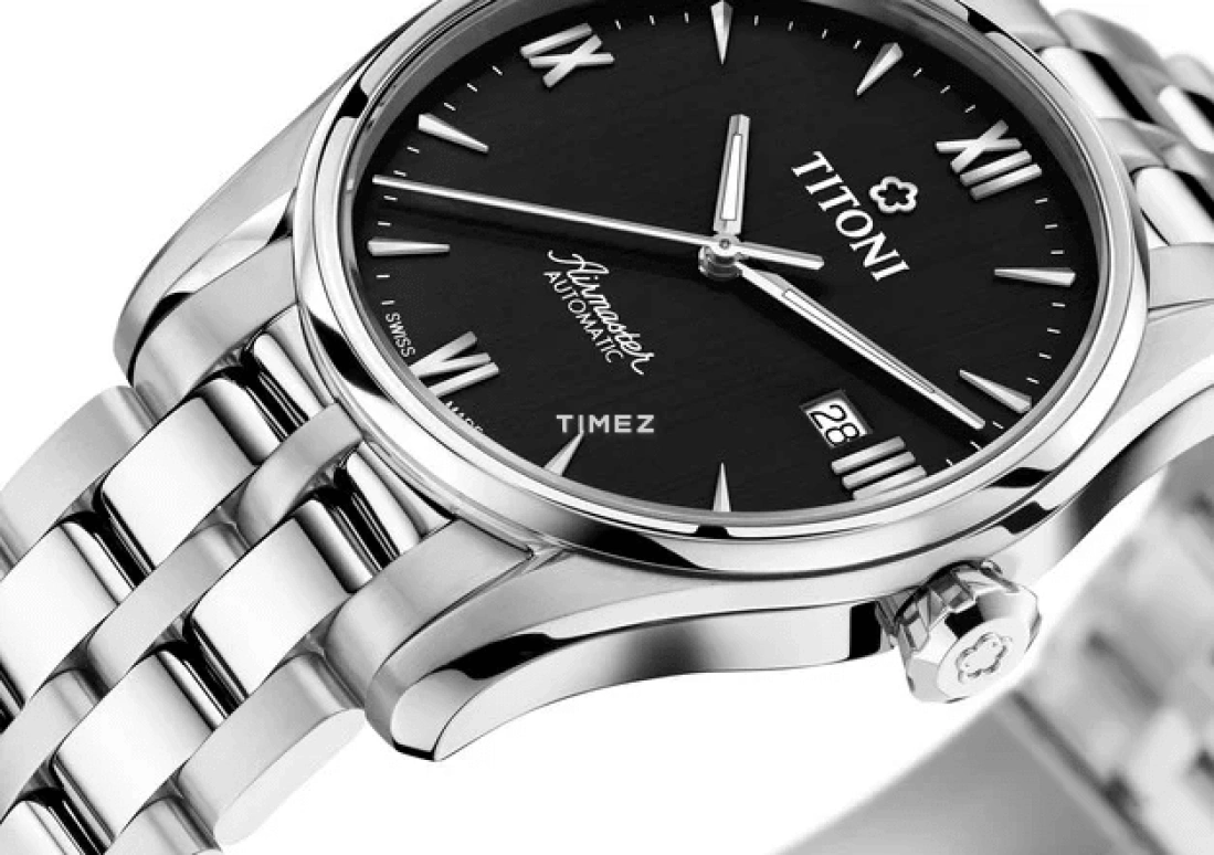 Titoni,AIRMASTER 40mm,40mm,Stainless Steel,Black,Automatic,Day,Sapphire,Crystal Glass,83908 S,83908 S-687