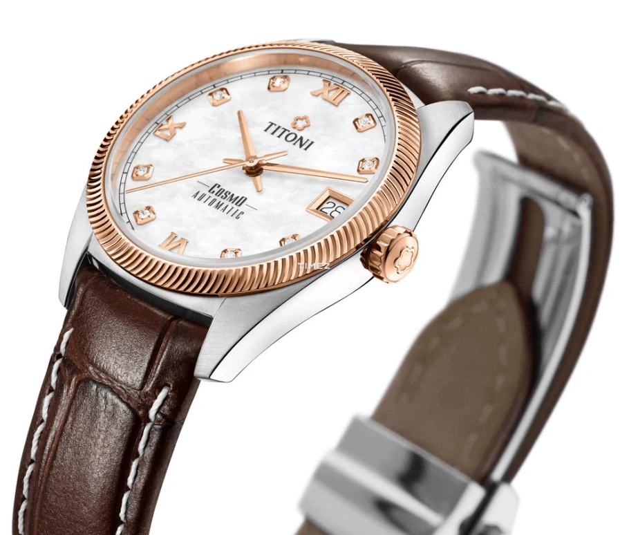 Titoni,COSMO 33.50mm,33.50mm,Stainless Steel,White,Automatic,Day,Sapphire,Crystal Glass,828 SRG,828 SRG-ST-652