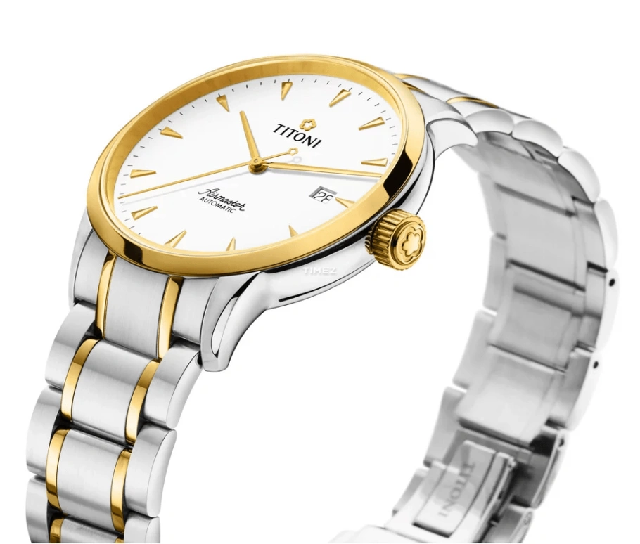 Titoni,AIRMASTER 40mm,40mm,Stainless Steel,White,Automatic,Day,Sapphire,Crystal Glass,83733 SY,83733 SY-583