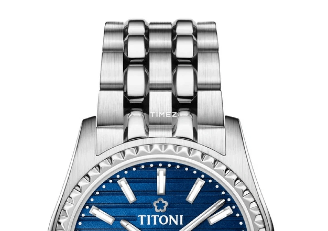 Titoni,COSMO 27mm,27mm,Stainless Steel,Blue,Automatic,Day,Sapphire,Crystal Glass,729 S,729 S-696