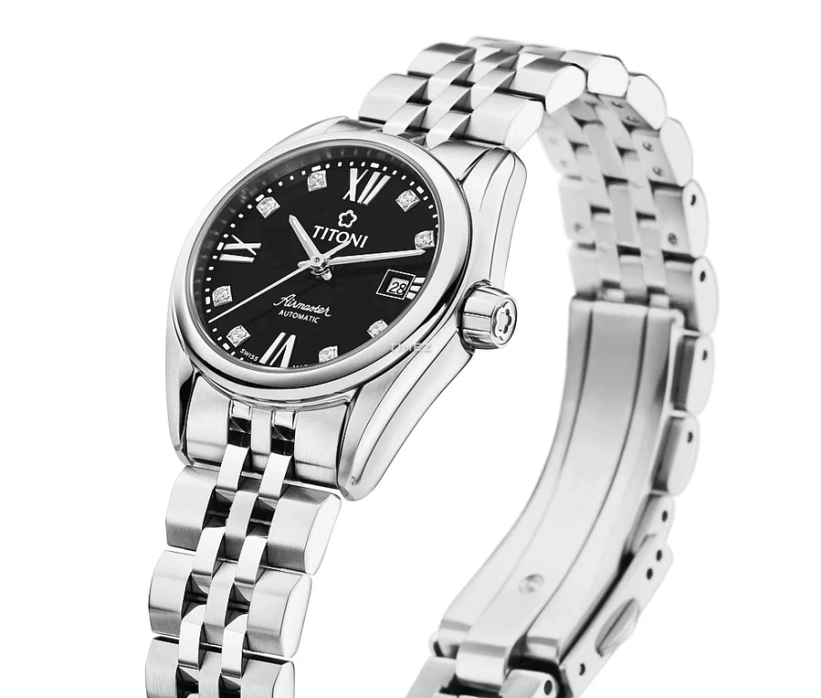 Titoni,AIRMASTER 27mm,27mm,Stainless Steel,Black,Automatic,Day,Sapphire,Crystal Glass,23909 S,23909 S-354