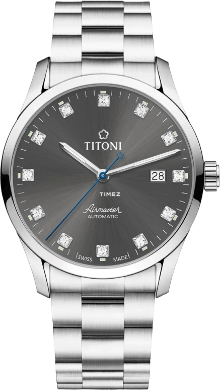 Titoni,AIRMASTER 39mm,39mm,Stainless Steel,Black,Automatic,Day,Sapphire,Crystal Glass,83743 S,83743 S-667